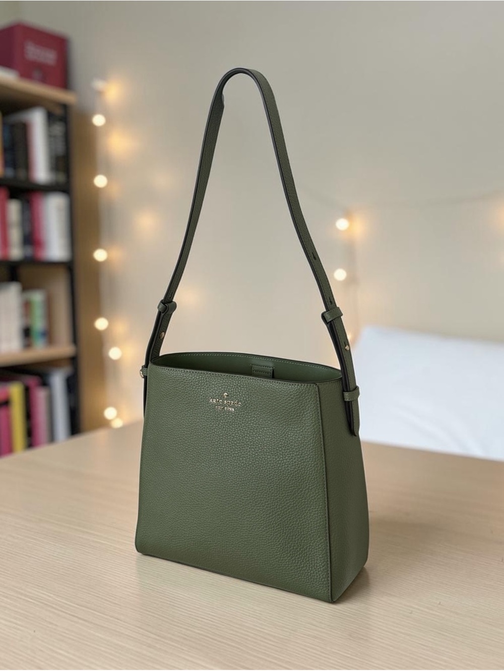 Kate Spade Juliette Medium Bucket Bag in Cedar Stand Green NWT
